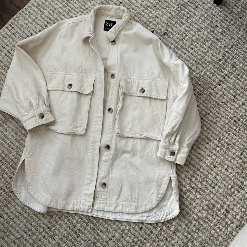Zara Cream Button-Up Jacket
